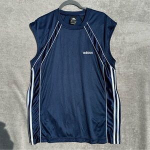 Adidas T Shirt Mens Medium Blue Tank Top Muscle Gym Work Out Training